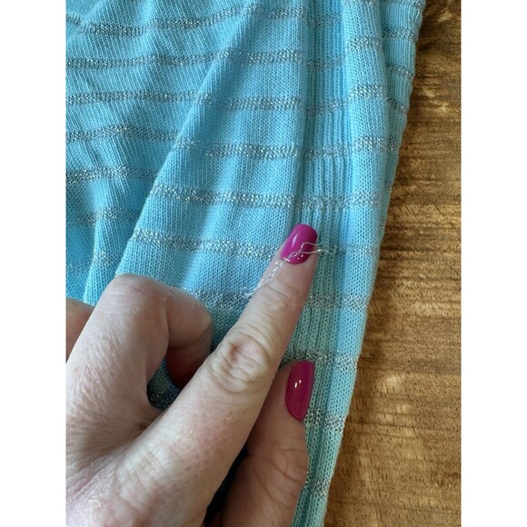 Lane Bryant Women's Blue Shimmer Striped Pullover Knit Cropped Sweater 22/24 - Picture 3 of 12